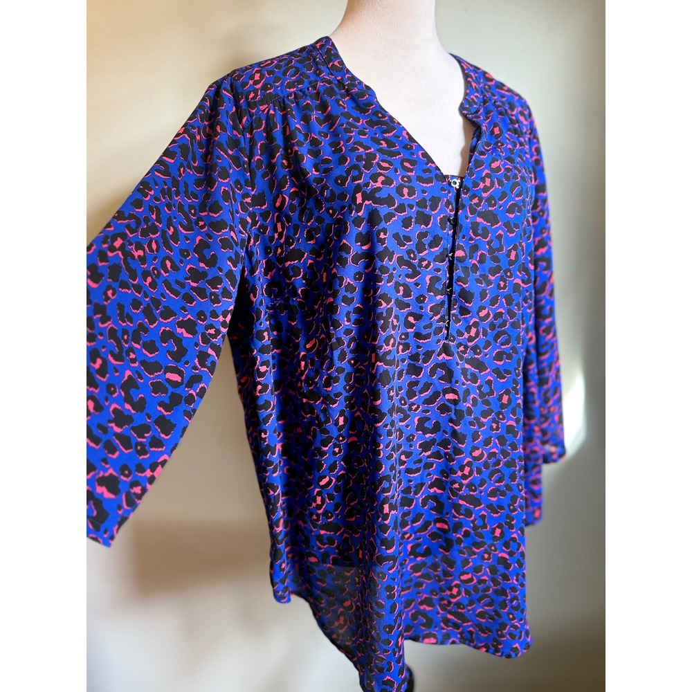 TORRID Leopard Print Blue Pink Black‎ y2k whimsi Tunic Top Blouse 1xl boho fairy
